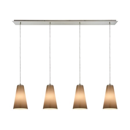 Elk Lighting Connor 4-Lght Linear Pendant in Satin Nckl w/Peach Blown Glass 10940/4LP